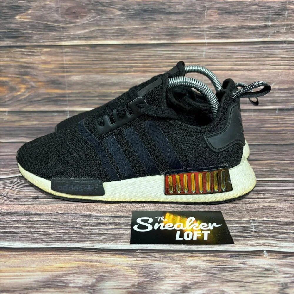 Adidas NMD R1 Black Gold Metallic Women's Athletic Training Shoes Size 8‎